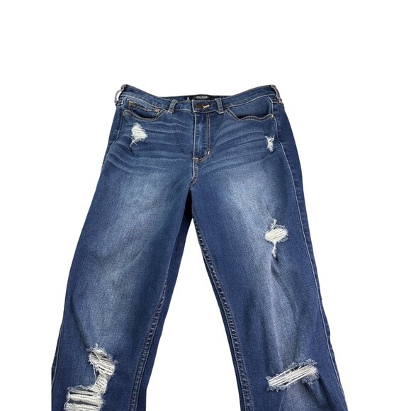 Hollister Juniors High-Rise Super Skinny Jeans Size 5 Distressed Destroyed Denim - Picture 2 of 5